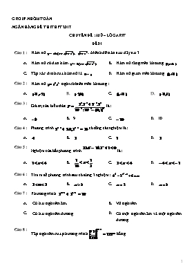 Toán - Chuyên đề Mũ  lôgarit - Đề 01